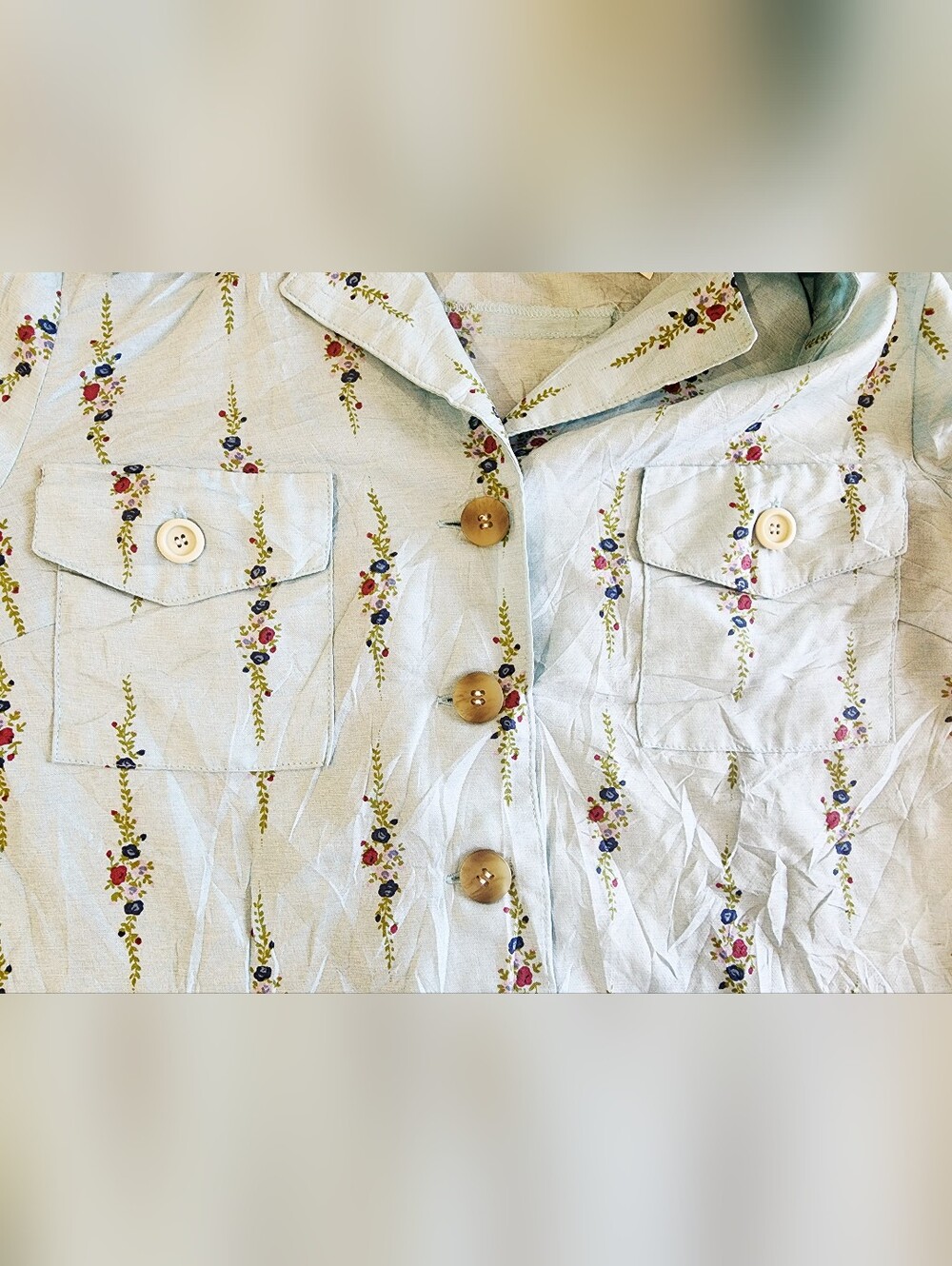 VIN VERT by Sanyo Shokai | Light Blue Floral Button-Up Shirt | Vintage - Picture 2 of 5